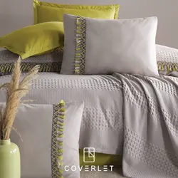 ست پیکه روتختی بژ سبز دونفره مدل Bohemline - کاورلت