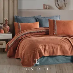 ست پیکه روتختی آجری طوسی دونفره مدل Bohemline - کاورلت