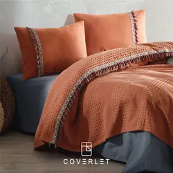 ست پیکه روتختی آجری طوسی دونفره مدل Bohemline - کاورلت