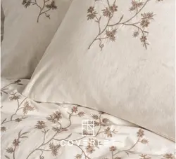 روتختی لینن بژ طرح گلدوزی دونفره Hemera - کاورلت