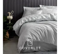 روتختی دونفره طوسی طرح‌دار کاوری Leaf - کاورلت