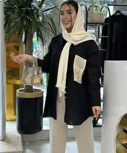 مانتو کوتاه دخترانه جیب مکرومه - پوشاک بانوان نهال