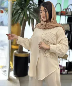 مانتو دخترانه جیب مکرومه یکتا - پوشاک بانوان نهال