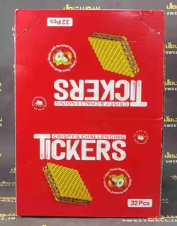 ویفر کاکائویی با مغز شکلات فندقی تیکرز بسته 32 عددی Tickers