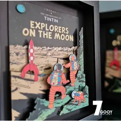 ماکت قاب سه بعدی تن تن طرح روی جلد روی ماه قدم گذاشتیم