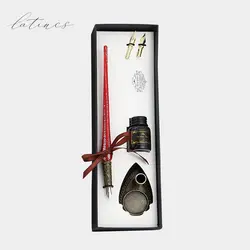 ست خوشنویسی طرح ۵ شیشه‌ای رنگ قرمز