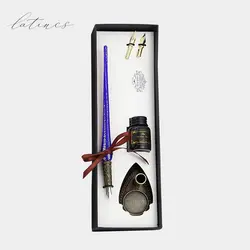 ست خوشنویسی طرح ۵ شیشه‌ای رنگ آبی