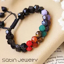 دستبند هفت چاکرا و عقیق سیاه