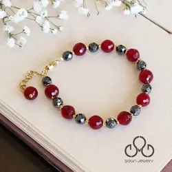 دستبند عقیق سرخ و حدید