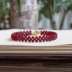 دستبند عقیق سرخ بافت