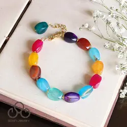 دستبند عقیق رنگارنگ