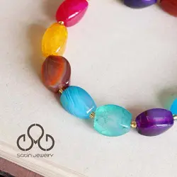 دستبند عقیق رنگارنگ