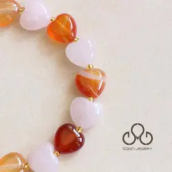 دستبند کارنلین و رزکوارتز