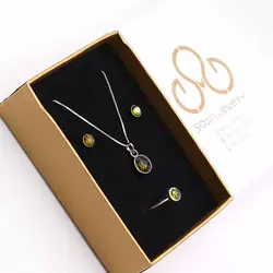 ست نقره با توپاز سبز