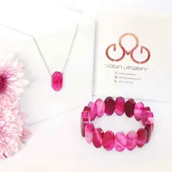 نیم ست عقیق صورتی