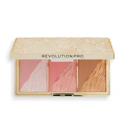 پالت رژگونه، هایلایتر و برنزر رولوشن سری کریستال لوکس رنگ Peach Royal