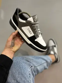 کتونی کف صاف زارا مشکی سفید