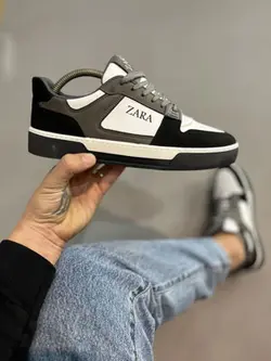 کتونی کف صاف زارا مشکی سفید