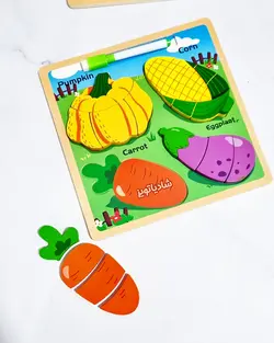 پازل چوبی ۴تایی با وایتبرد سبزیجات
