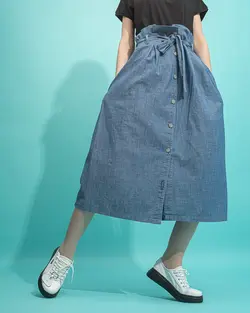 دامن بلند جین کاغذی مدل jean skirt