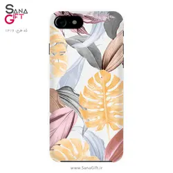 قاب موبایل طرح برگ های طلایی و صورتی