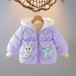 کاپشن دخترانه فانتزی طرح خرگوشی با رویه و‌خز ضدحساسیت یک تا پنج ساله