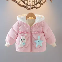 کاپشن دخترانه فانتزی طرح خرگوشی با رویه و‌خز ضدحساسیت یک تا پنج ساله