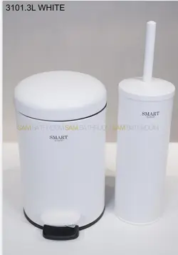 سطل و برس ۳ لیتر پدالی سفید برند اسمارت - فروشگاه سام