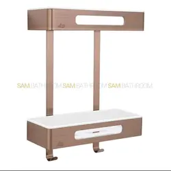 خرید و قیمت مستطیل دو طبقه طلایی دیواری جای شامپو و لوازم حمام - فروشگاه اینترنتی سام