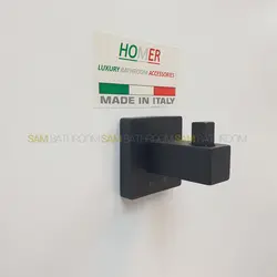 آویز حوله تک شاخه دیواری مشکی مات - فروشگاه اینترنتی سام