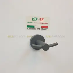 اویز حوله دو شاخه دیواری طوسی مات