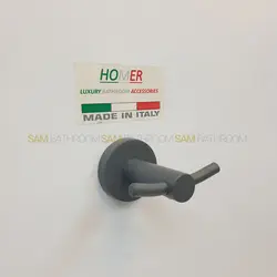 اویز حوله دو شاخه دیواری طوسی مات