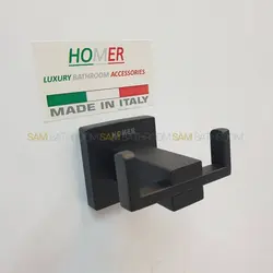 آویز حوله دوشاخه دیواری مشکی مات - فروشگاه اینترنتی سام