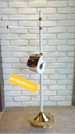 استند دستمال توالت و حوله سرویس بهداشتی سفید طلایی خرید و قیمت - فروشگاه اینترنتی سام