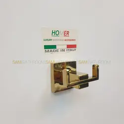 اویز حوله دو شاخه استیل دیواری طلایی براق - فروشگاه اینترنتی سام