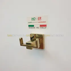 اویز حوله دو شاخه استیل دیواری طلایی براق - فروشگاه اینترنتی سام