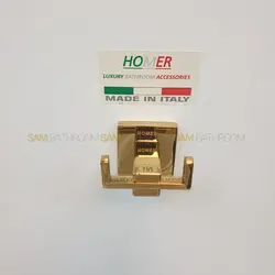 اویز حوله دو شاخه استیل دیواری طلایی براق - فروشگاه اینترنتی سام