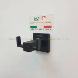 اویز حوله دو شاخه دیواری مشکی مات - فروشگاه اینترنتی سام