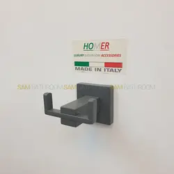 اویز حوله دو شاخه دیواری طوسی مات مکعب - فروشگاه اینترنتی سام