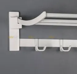 رخت اویز تاشو حمام تمام استیل رنگ سفید 50سانتی