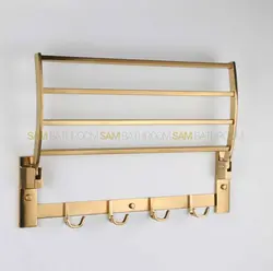 رخت آویز تاشو حمام طلایی مات ۵۰ سانتی - فروشگاه اینترنتی سام