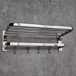 رخت آویز تمام استیل دیواری حمام تاشو برند هامر 60 سانت - فروشگاه اینترنتی سام