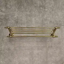 رخت آویز تمام استیل دیواری هتلی حمام برند هامر 63 سانت (طلایی) - فروشگاه اینترنتی سام
