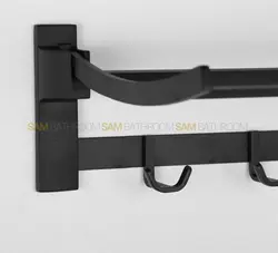 رخت اویز تمام استیل دیواری حمام ۵۰ سانت رنگ مشکی - فروشگاه اینترنتی سام