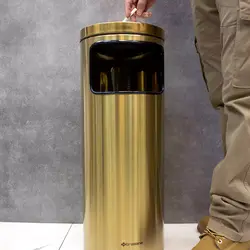 سطل سیگار استوانه ای (طلایی مات) - فروشگاه اینترنتی سام