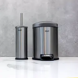 سطل و برس 5 لیتر پدالی گرد برند SMART (استیل مات) - فروشگاه اینترنتی سام