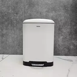 سطل 12 لیتر پدالی برند اورجینال (سفید مات) - فروشگاه سام