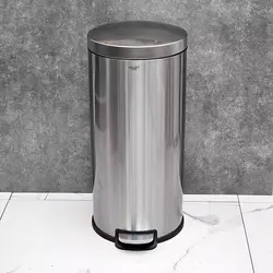 سطل 30 لیتر پدالی استوانه گرد اسمارت (استیل مات) - فروشگاه سام