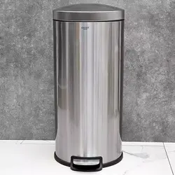 سطل 30 لیتر پدالی استوانه گرد اسمارت (استیل مات) - فروشگاه سام