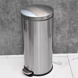 سطل 30 لیتر پدالی استوانه گرد اسمارت (استیل مات) - فروشگاه سام